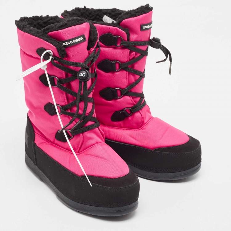 Pre Owned Dolce & Gabbana Pink Nylon Snow Boots Size 35/36