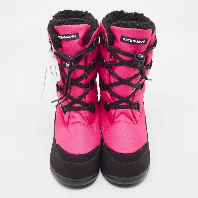 Pre Owned Dolce & Gabbana Pink Nylon Snow Boots Size 35/36