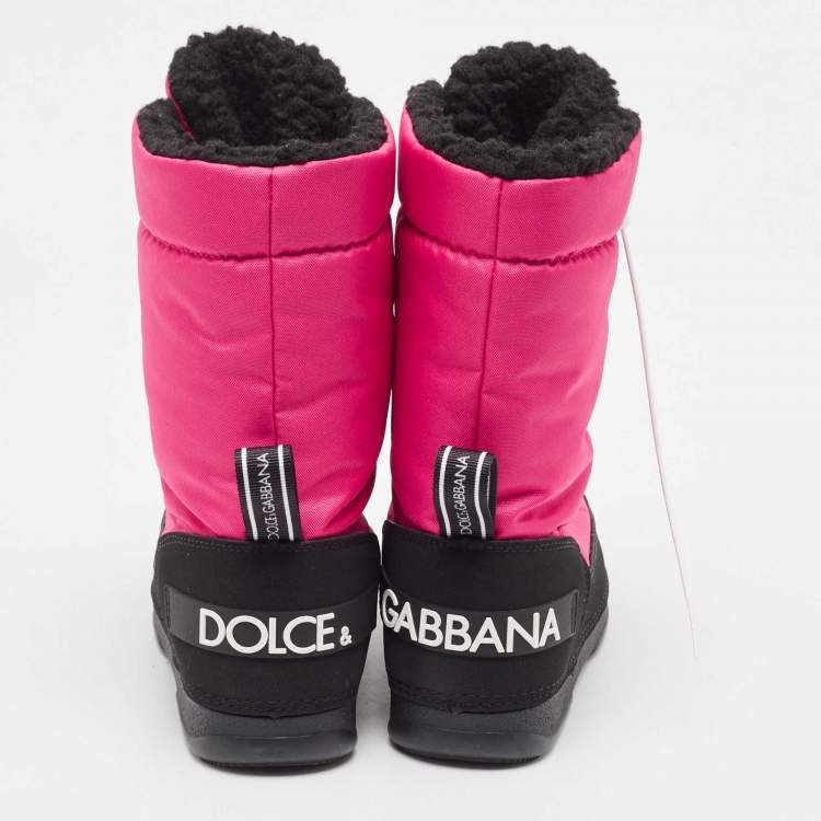Pre Owned Dolce & Gabbana Pink Nylon Snow Boots Size 35/36