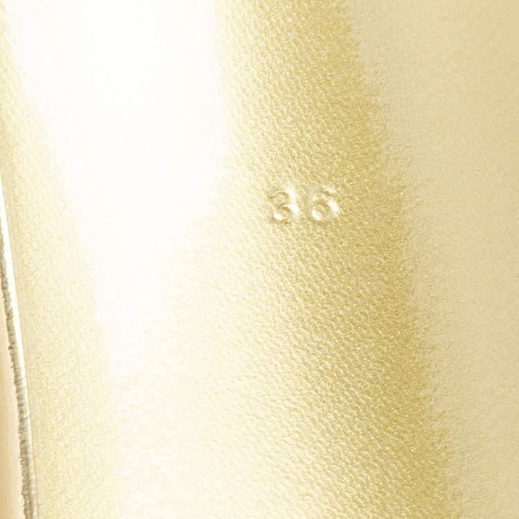 Pre Owned Dolce & Gabbana Gold Mirror Leather Ankle Strap Sandals Size 36