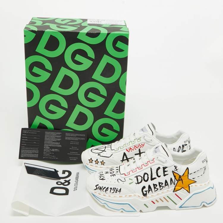 مملوكة مسبقًا Dolce & Gabbana White Leather daymaster Sneakers Size 41