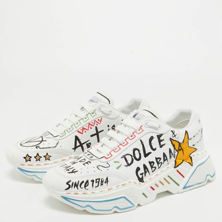 مملوكة مسبقًا Dolce & Gabbana White Leather daymaster Sneakers Size 41
