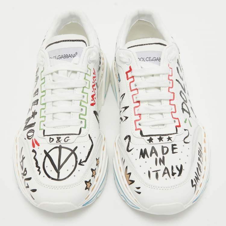 مملوكة مسبقًا Dolce & Gabbana White Leather daymaster Sneakers Size 41