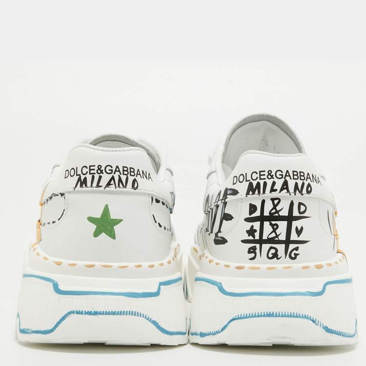مملوكة مسبقًا Dolce & Gabbana White Leather daymaster Sneakers Size 41