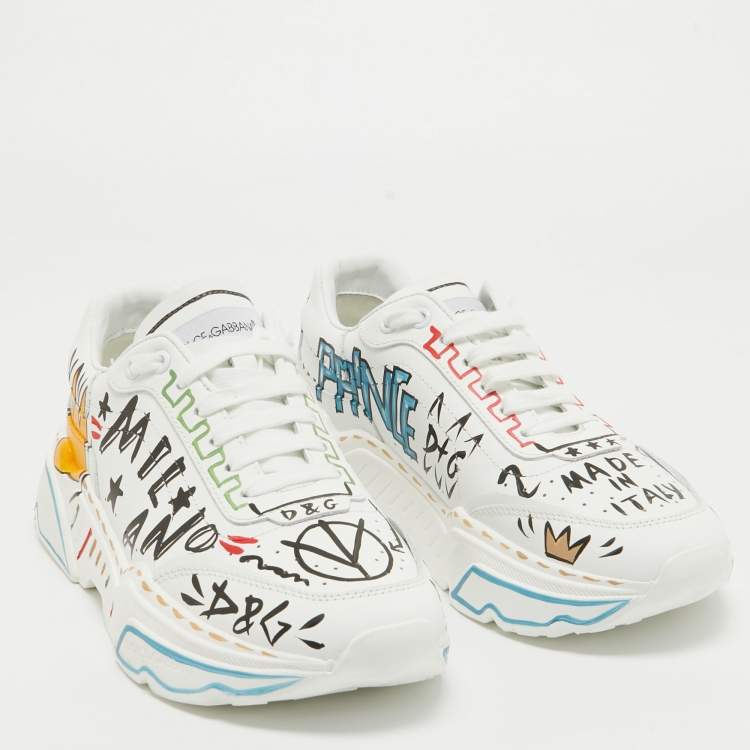مملوكة مسبقًا Dolce & Gabbana White Leather daymaster Sneakers Size 41