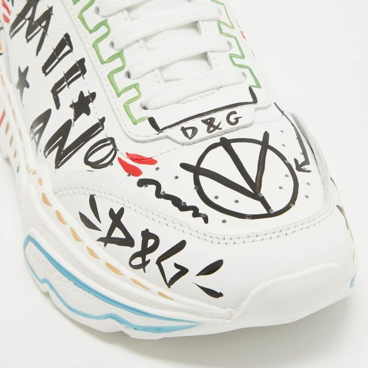 مملوكة مسبقًا Dolce & Gabbana White Leather daymaster Sneakers Size 41