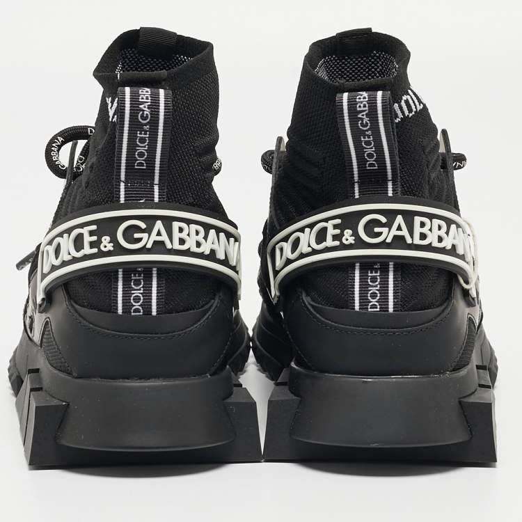 Pre Owned Dolce & Gabbana Black Suede and Leather Sorrento High Top Sneakers Size 39.5
