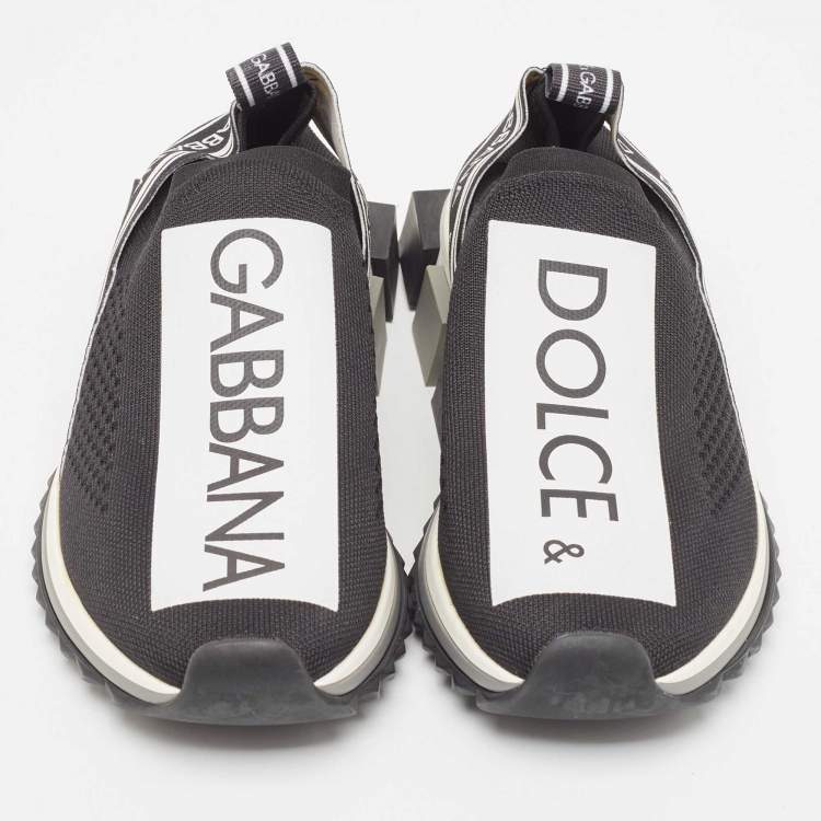 Pre Owned Dolce & Gabbana Black Knit Fabric Sorrento Sneakers Size 38