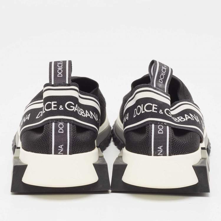 Pre Owned Dolce & Gabbana Black Knit Fabric Sorrento Sneakers Size 38