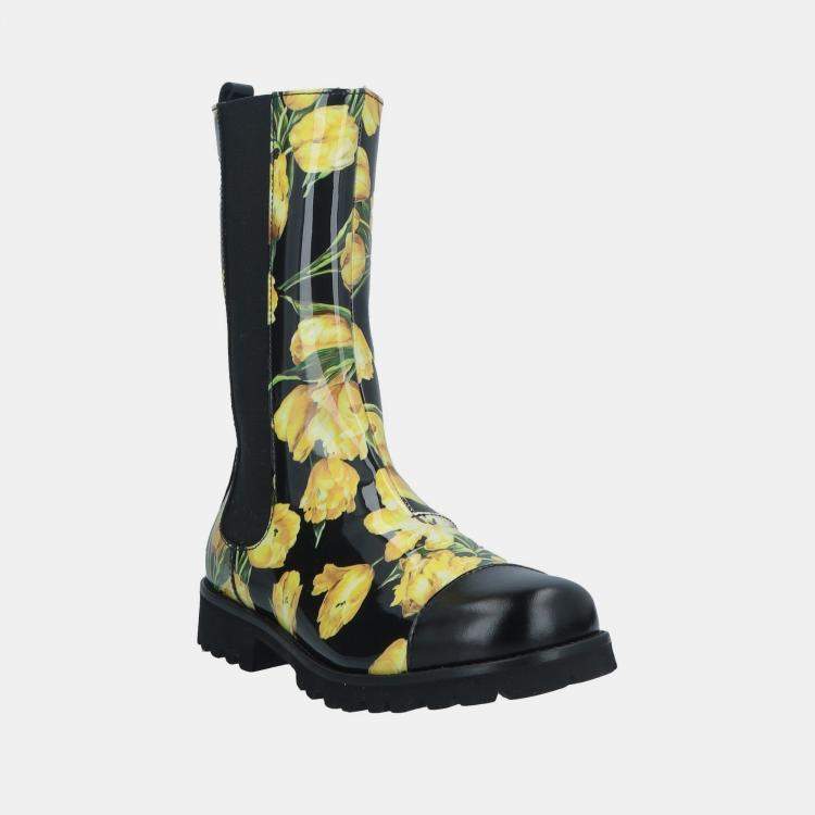 Pre Owned Dolce & Gabbana Multicolor Patent Leather Boots Size 34