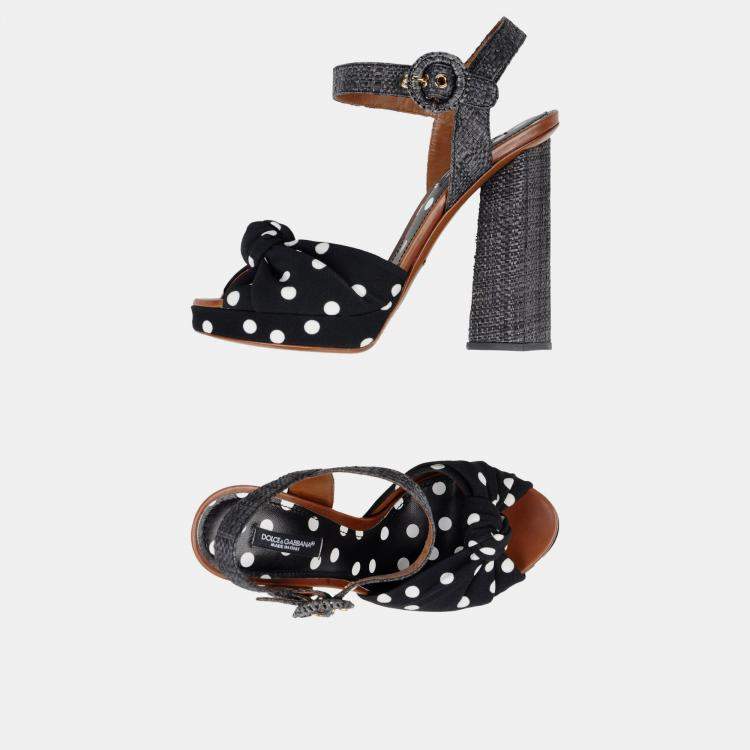 Pre Owned Dolce & Gabbana Fabric Ankle Strap Sandals 38