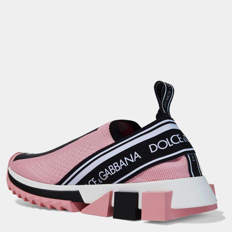 Pre Owned Dolce & Gabbana Knit Fabric Slip On Sneakers 35