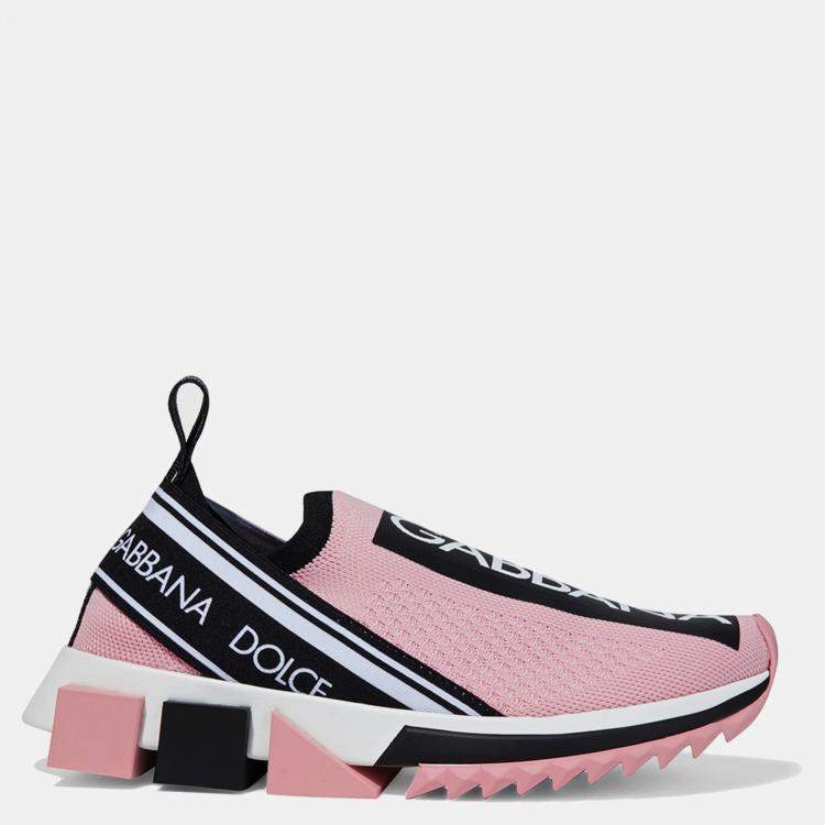 Pre Owned Dolce & Gabbana Knit Fabric Slip On Sneakers 35