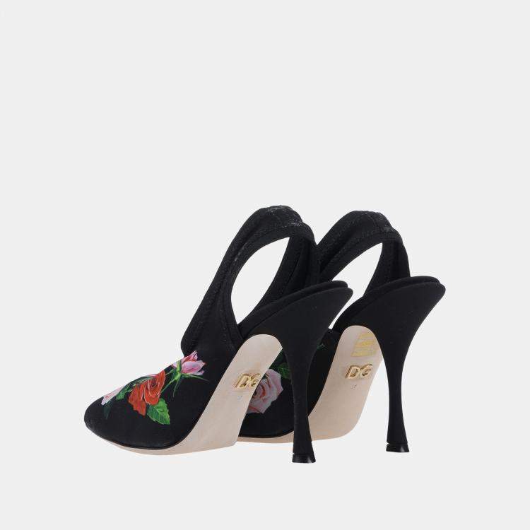 Pre Owned Dolce & Gabbana Stretch Fabric Slingback Pumps Size 36.5