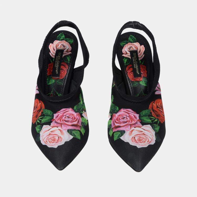 Pre Owned Dolce & Gabbana Stretch Fabric Slingback Pumps Size 36.5
