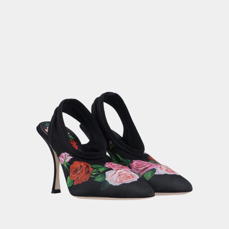 Pre Owned Dolce & Gabbana Stretch Fabric Slingback Pumps Size 36.5