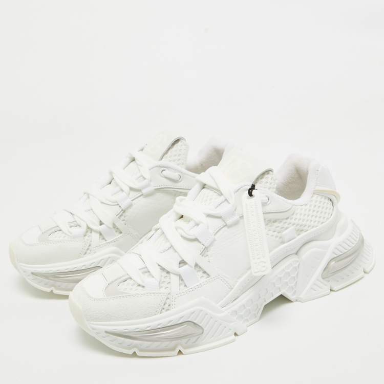 Pre Owned Dolce & Gabbana Leather and Mesh Airmaster Low Top Sneakers Size 38