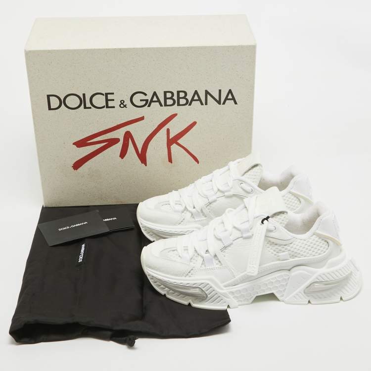 Pre Owned Dolce & Gabbana Leather and Mesh Airmaster Low Top Sneakers Size 38