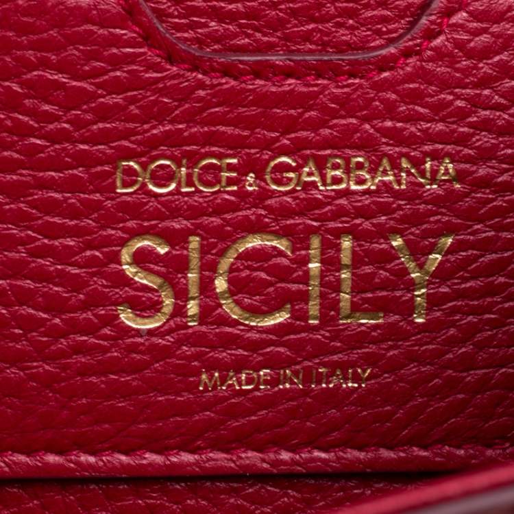 Pre Owned Dolce and Gabbana Red Leather Sicily Backpack