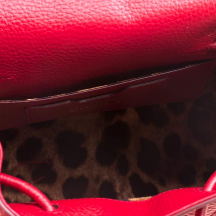 Pre Owned Dolce and Gabbana Red Leather Sicily Backpack