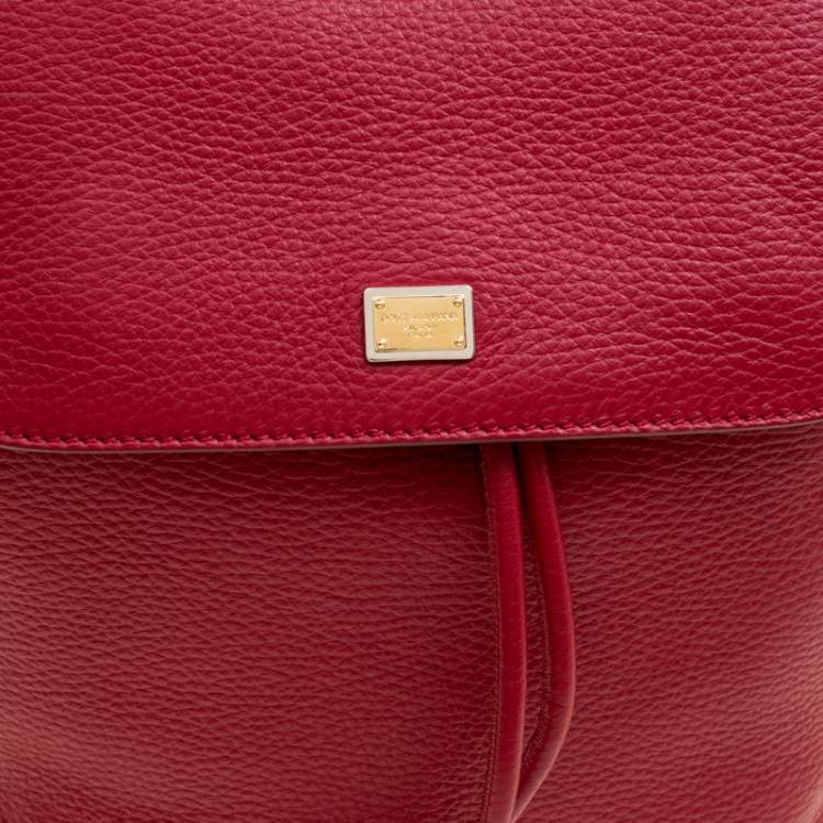 Pre Owned Dolce and Gabbana Red Leather Sicily Backpack