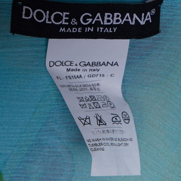 Pre Owned Dolce & Gabbana Blue Lemon Print Silk Georgette Stole 