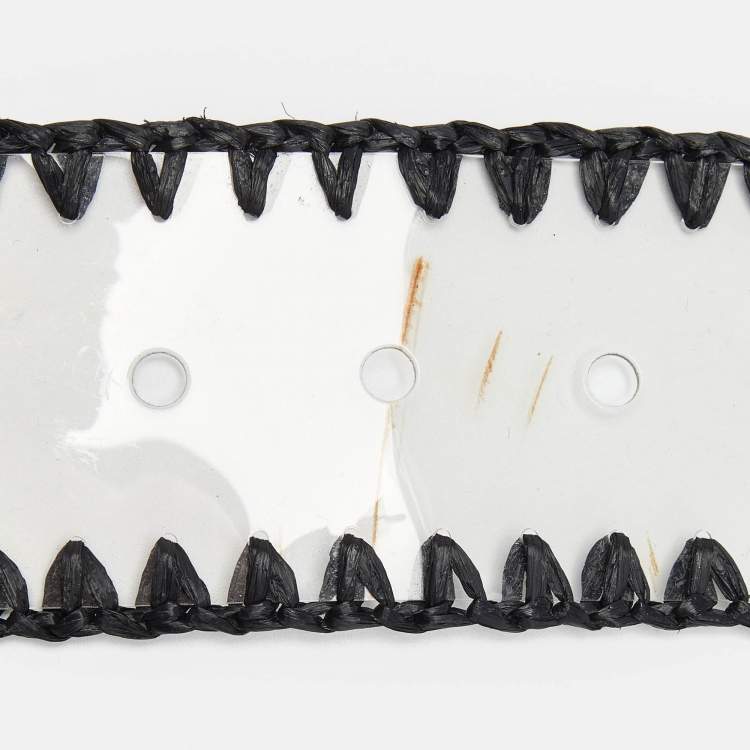 Pre Owned Dolce & Gabbana Black/Transparent PVC and Straw Buckle Belt 75CM