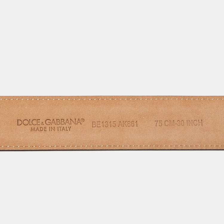 Pre Owned Dolce & Gabbana Burgundy Leather Devotion Belt 75 CM