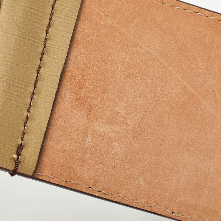 Pre Owned Dolce & Gabbana Gold Patent Leather Logo Plaque Wide Belt 85CM