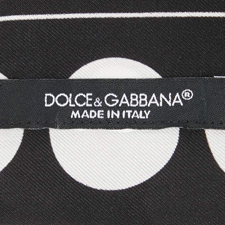 Pre Owned Dolce & Gabbana Black Polka Dot Silk Bandeau Scarf