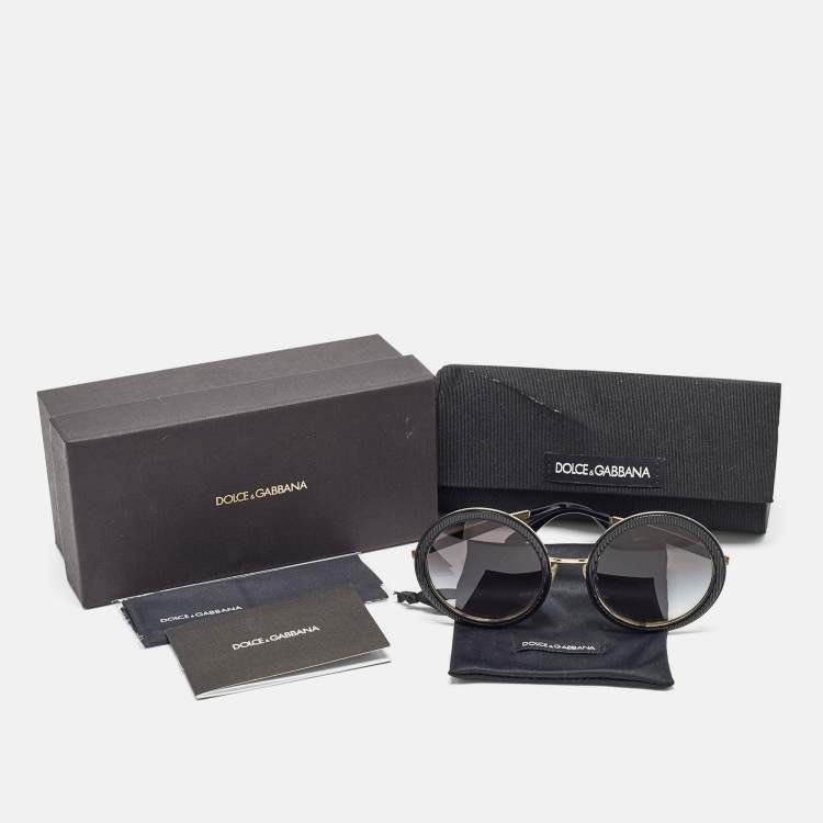 Pre Owned Dolce & Gabbana Black Gradient DG2179 Frame Round Sunglasses