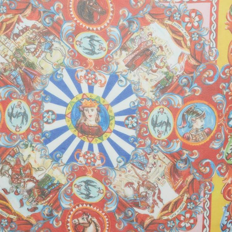 Pre Owned Dolce & Gabbana Multicolor Teatro Dei Pupi Silk Square Scarf