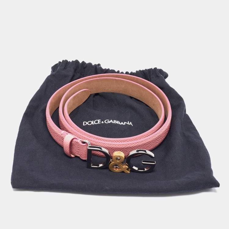 Pre Owned Dolce & Gabbana Pink Leather Buckle Belt 70CM