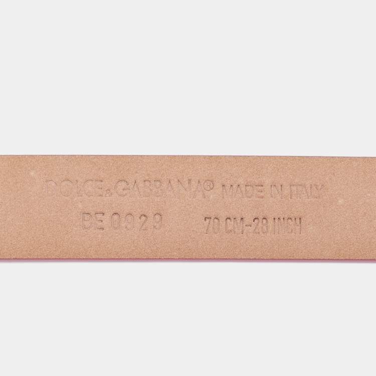 Pre Owned Dolce & Gabbana Pink Leather Buckle Belt 70CM