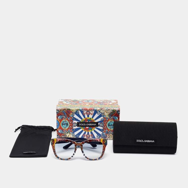 Pre Owned Dolce & Gabbana Printed/Blue Gradient DG4270 Square Sunglasses