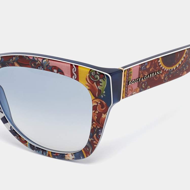 Pre Owned Dolce & Gabbana Printed/Blue Gradient DG4270 Square Sunglasses