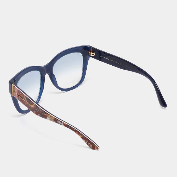 Pre Owned Dolce & Gabbana Printed/Blue Gradient DG4270 Square Sunglasses