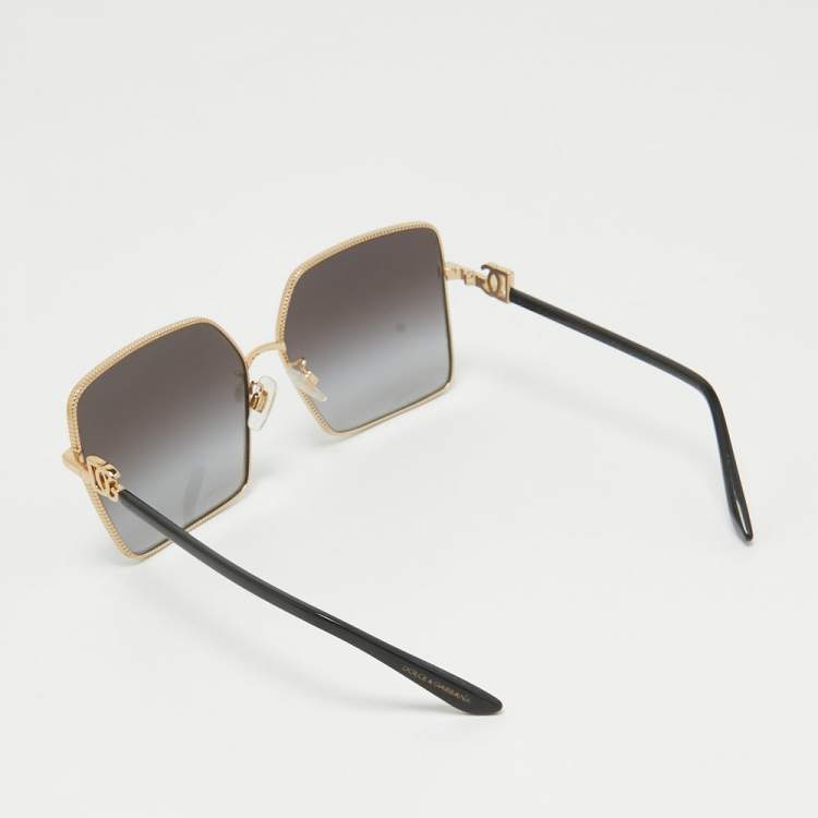 Pre Owned Dolce & Gabbana Gold Tone/Grey Gradient DG2279 Square Sunglasses
