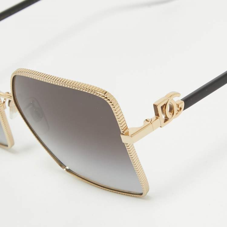 Pre Owned Dolce & Gabbana Gold Tone/Grey Gradient DG2279 Square Sunglasses