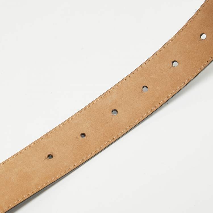 Pre Owned Dolce & Gabbana Black Patent Leather DG Amore Logo Belt 85CM