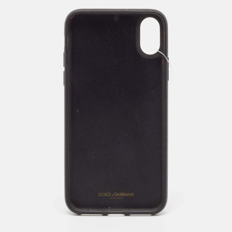 Pre Owned Dolce & Gabbana Red/Black DG Logo Crystals iPhone X Case 
