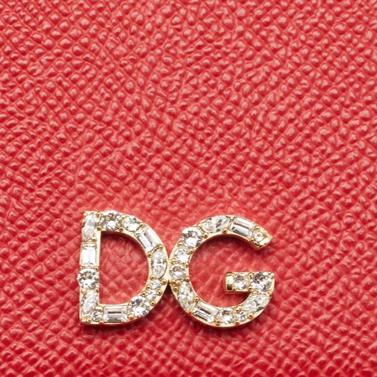 Pre Owned Dolce & Gabbana Red/Black DG Logo Crystals iPhone X Case 