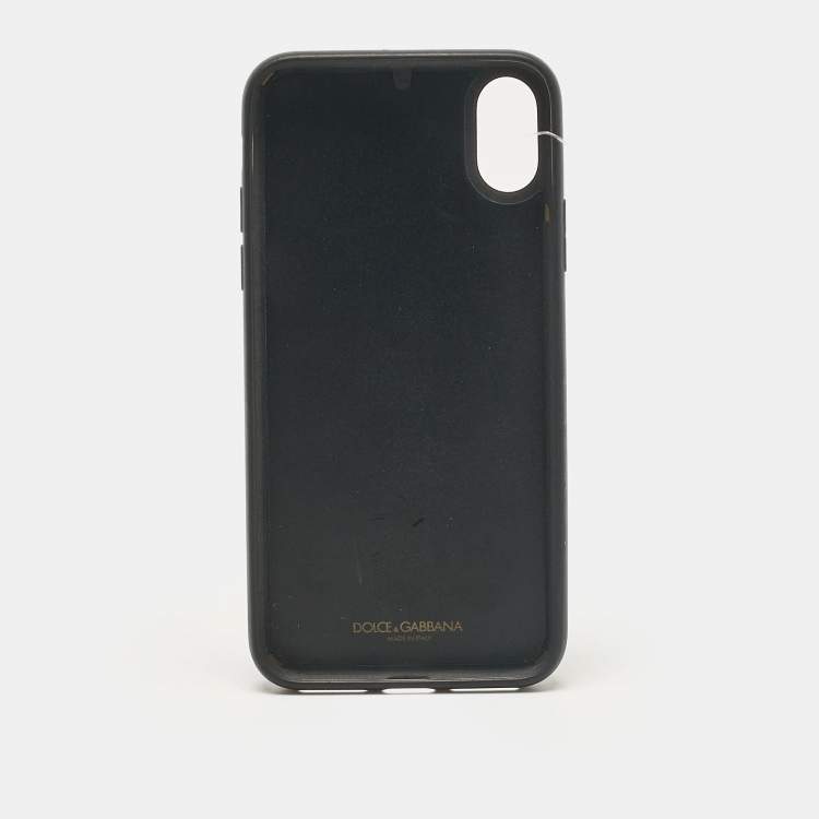 Pre Owned Dolce & Gabbana Red/Black DG Logo Crystals iPhone X Case 