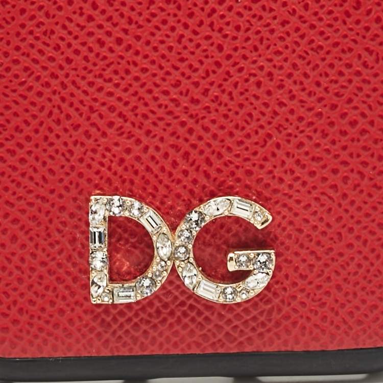 Pre Owned Dolce & Gabbana Red/Black DG Logo Crystals iPhone X Case 