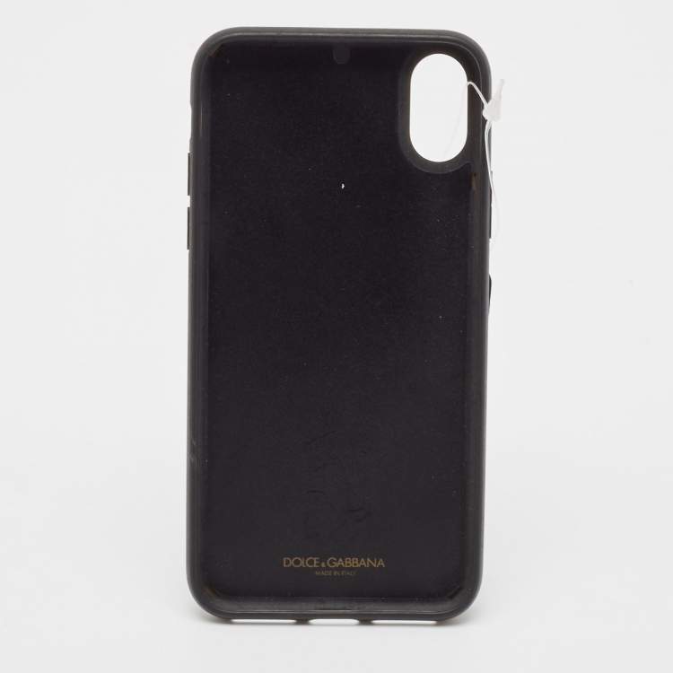 Pre Owned Dolce & Gabbana Black DG Logo Crystals iPhone X Case 