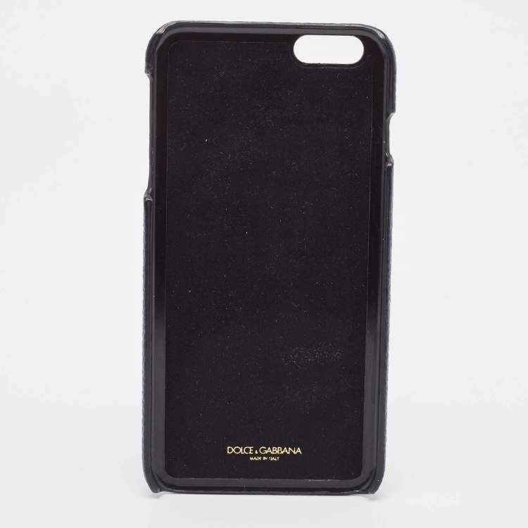 Pre Owned Dolce & Gabbana Blue Leather Nut Cracker Embellished iPhone 6 Case 