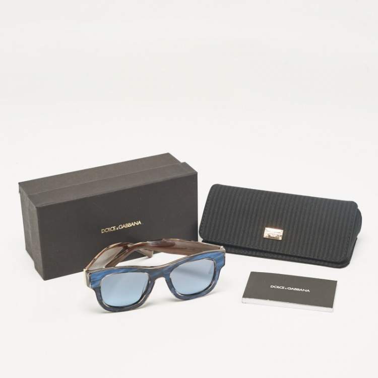 Pre Owned Dolce & Gabbana Blue/Brown DG 4379 Wayfarer Sunglasses