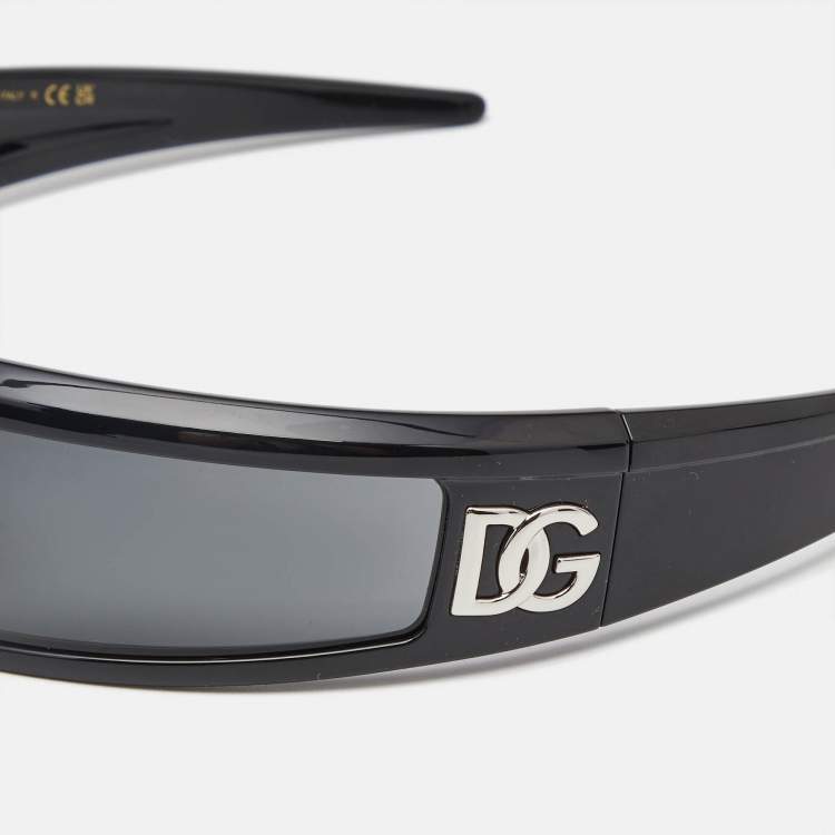 Pre Owned Dolce & Gabbana Black Acetate DG6181 Shield Sunglasses