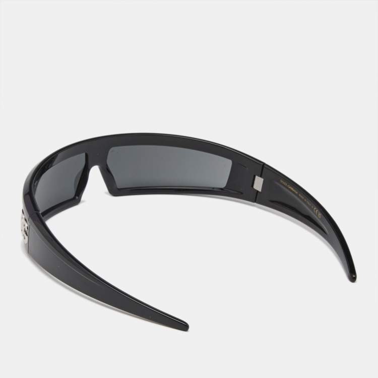Pre Owned Dolce & Gabbana Black Acetate DG6181 Shield Sunglasses