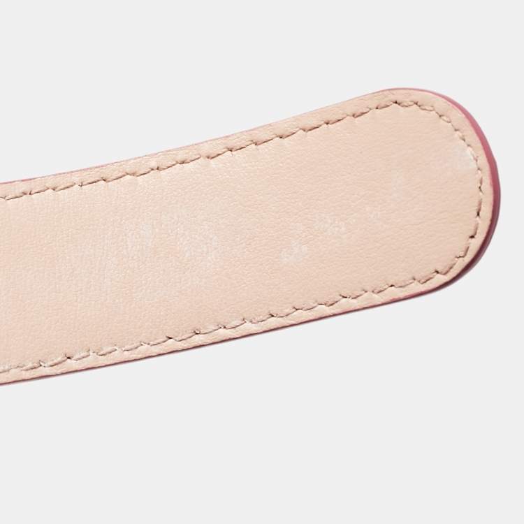 Pre Owned Dolce & Gabbana Pink Leather DG Logo Buckle Belt 70CM